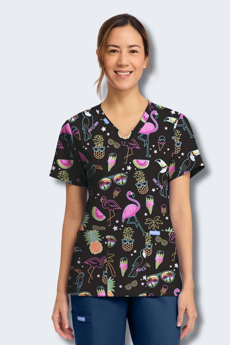 Wild Flower Premiere By Healing Hands Scrub Tops Tropical Scrub