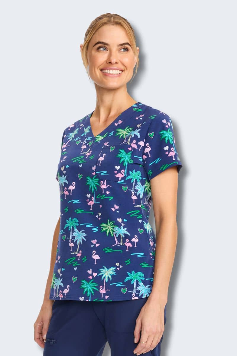 Med Couture MC632 Tropic Love Scrub Top – Floral Fun