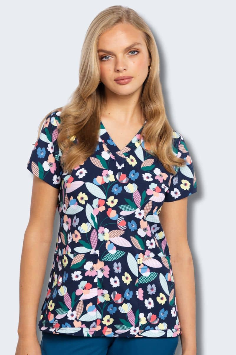 Infectious Clothing Printed Scrub Tops Cheap MC8564 V-Neck Print
