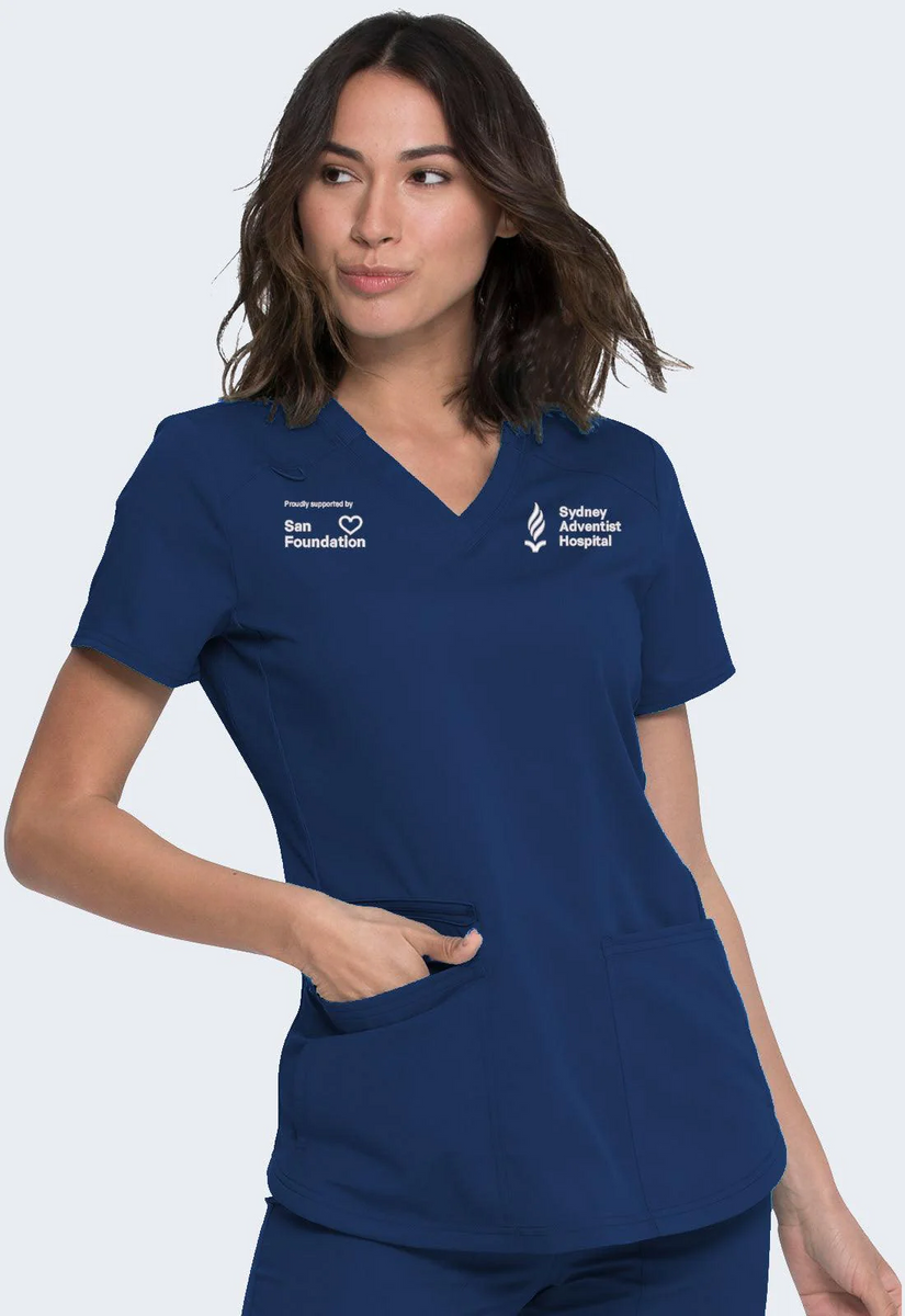 DK875 SAH Dickies Balance Women's VNeck Top Caribbean Blue