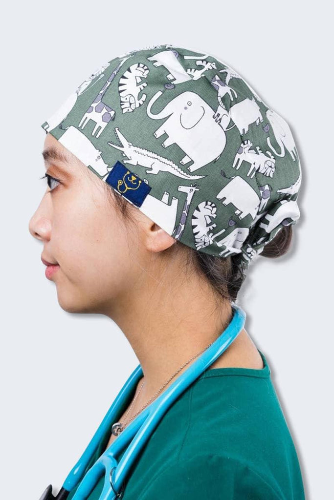 SC-04 Dr. Woof Safari Printed Scrub Hat with back-tie,Infectious Clothing Company