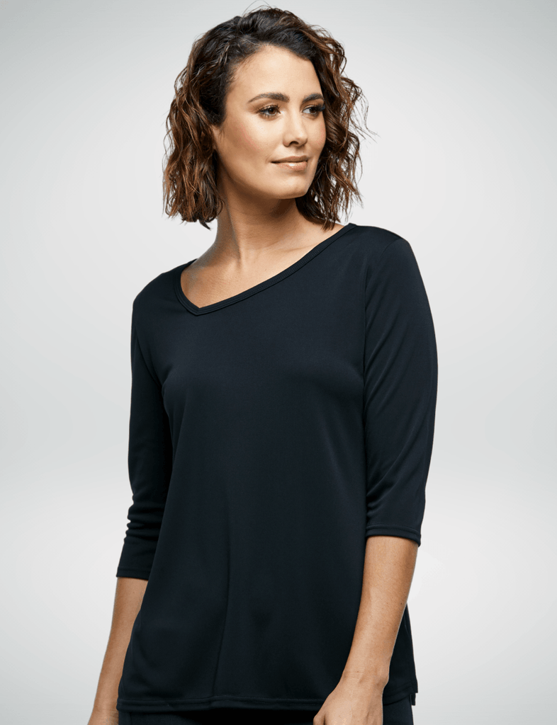 6802Q89 Corporate Reflections Aries Asymmetric Neckline Top,Infectious Clothing Company
