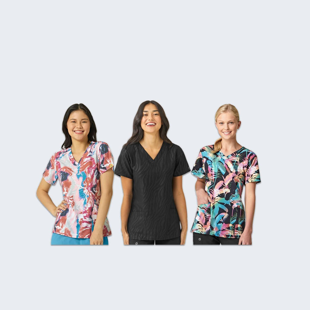 Print and Patterned Scrub Tops for Women and Men
