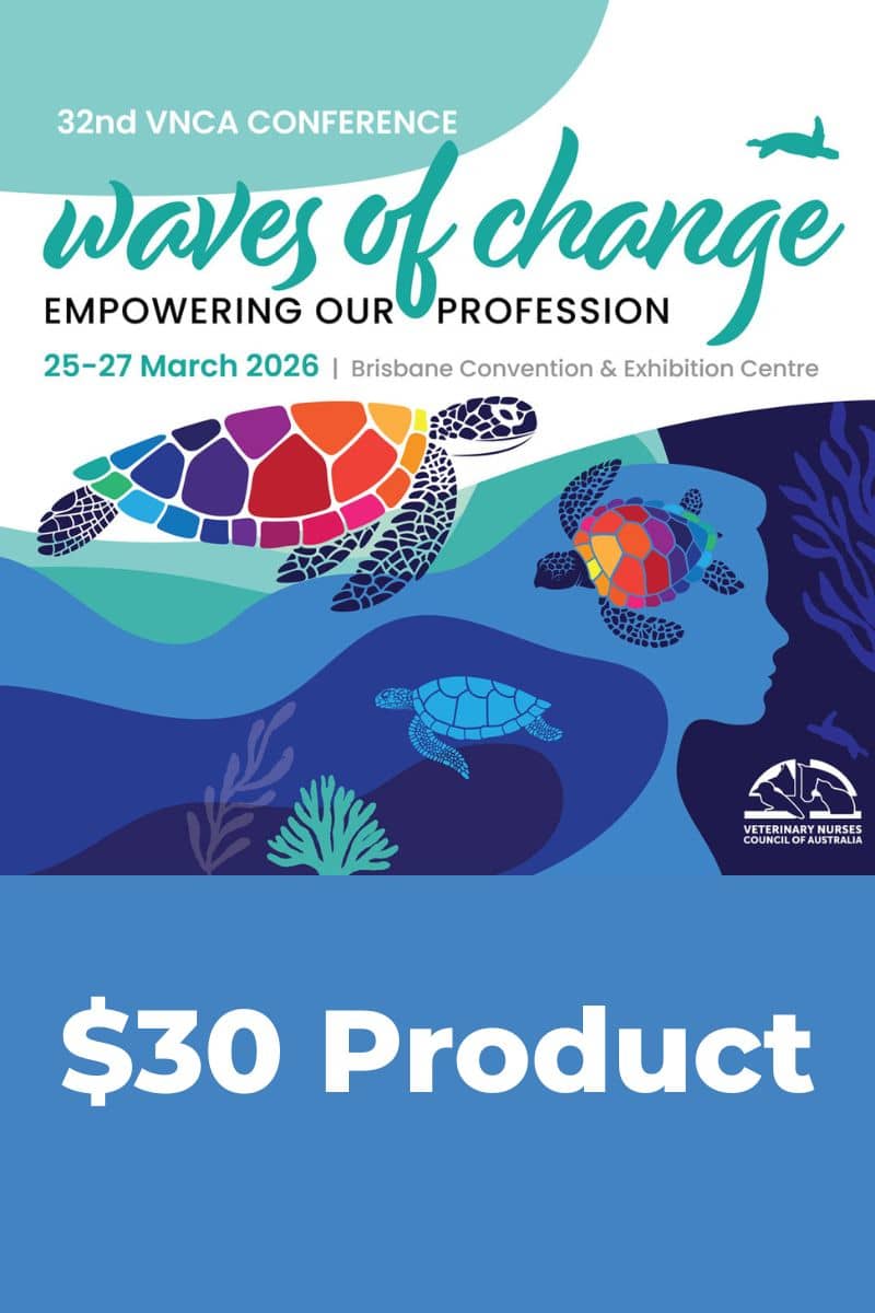 Promotional poster for the 32nd VNCA Conference titled 'Waves of Change' with turtles and a blue background.