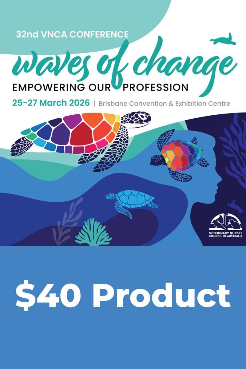 Promotional poster for the 32nd VNCA Conference titled 'Waves of Change' with turtles and a blue background.