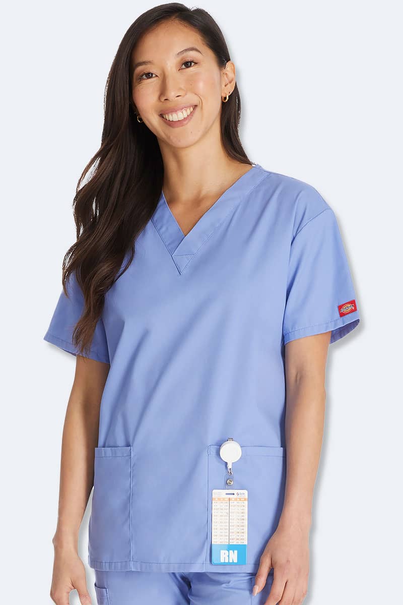 86706 Dickies EDS Signature Classic Womens V-Neck Scrub Top,Infectious Clothing Company