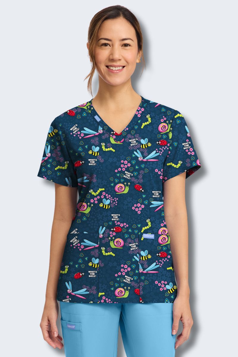 CK856 Cherokee What's The Buzz Scrub Top,Infectious Clothing Company