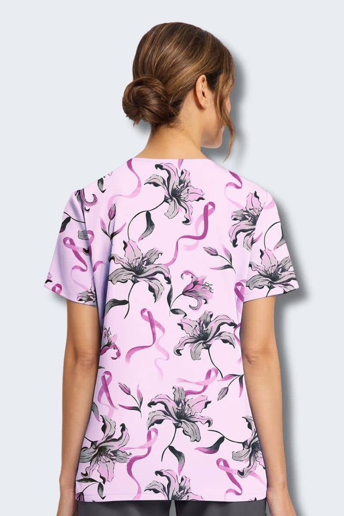 CK856 Cherokee Loving Lilies Print Scrub Top,Infectious Clothing Company