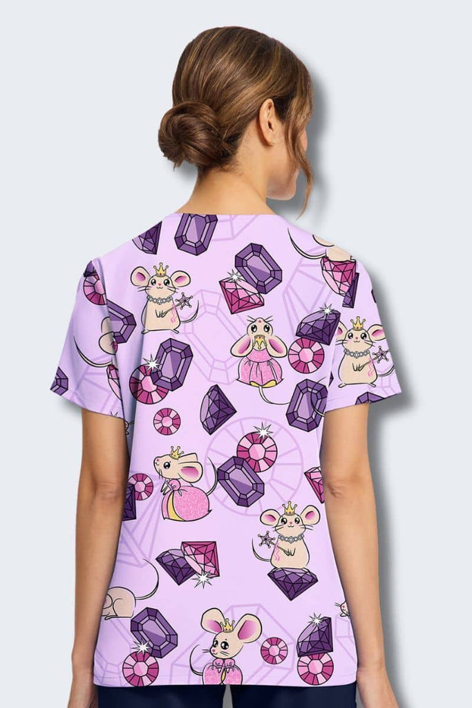 CK856 Cherokee Princess Mouse Print Scrub Top,Infectious Clothing Company
