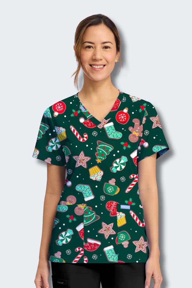 CK856 Waiting for Santa Cherokee Scrub Top