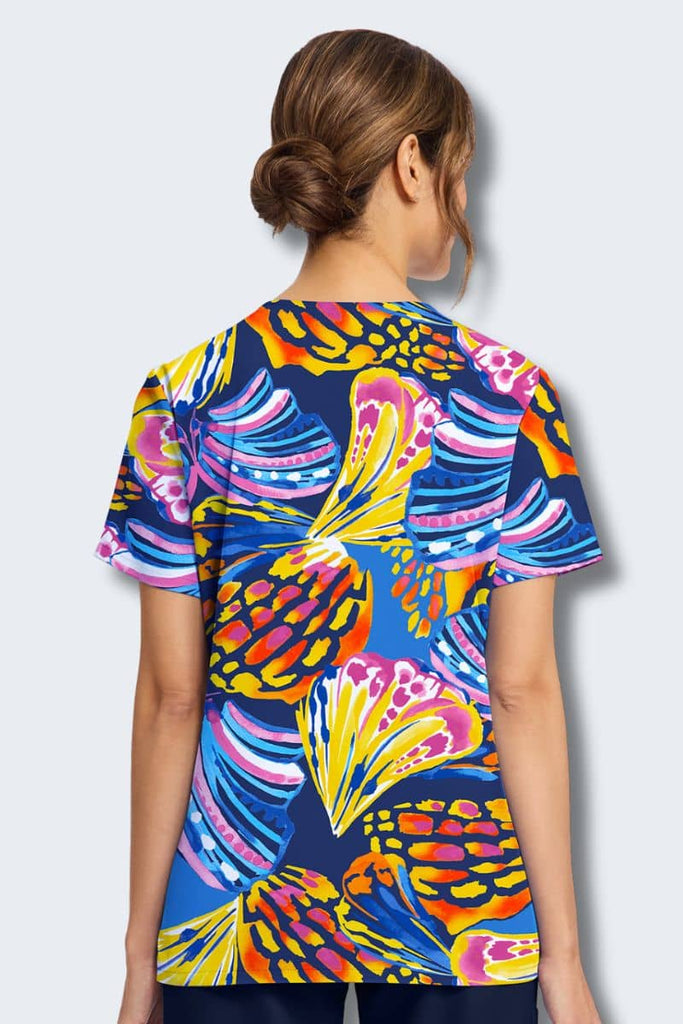CK856 Cherokee Winging It Print Scrub Top,Infectious Clothing Company