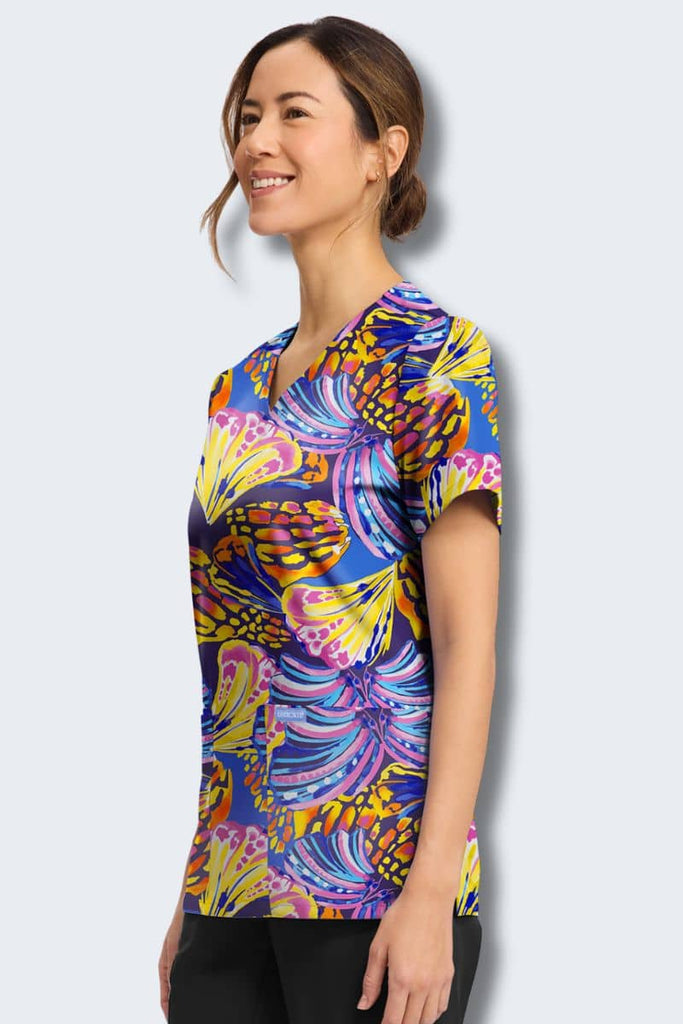 CK856 Cherokee Winging It Print Scrub Top,Infectious Clothing Company
