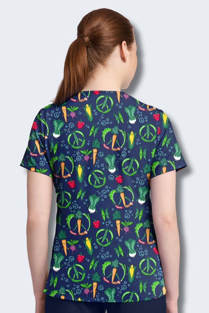 CK857 Cherokee Growing Love Print Scrub Top,Infectious Clothing Company