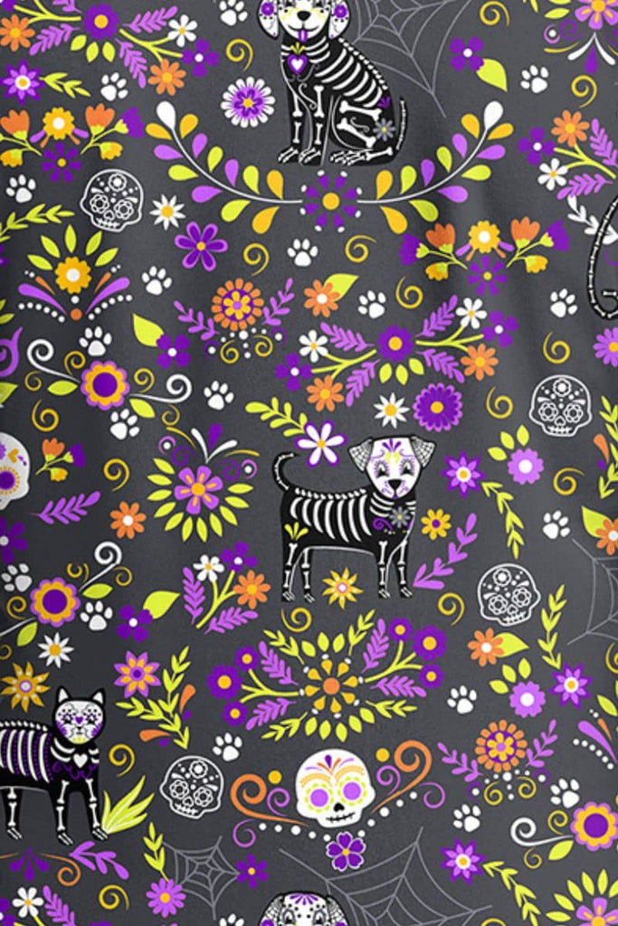 CK857 Cherokee Day of the Pets Print Scrub Top,Infectious Clothing Company