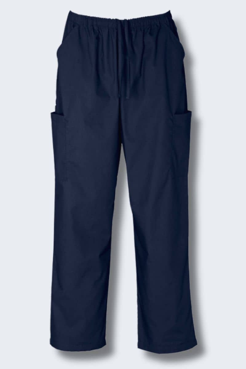 Navy blue pants on a light gray background