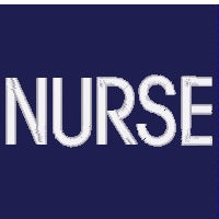 The word 'NURSE' in white text on a blue background