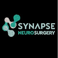 Logo of Synapse Neurosurgery with a molecular structure design on a black background