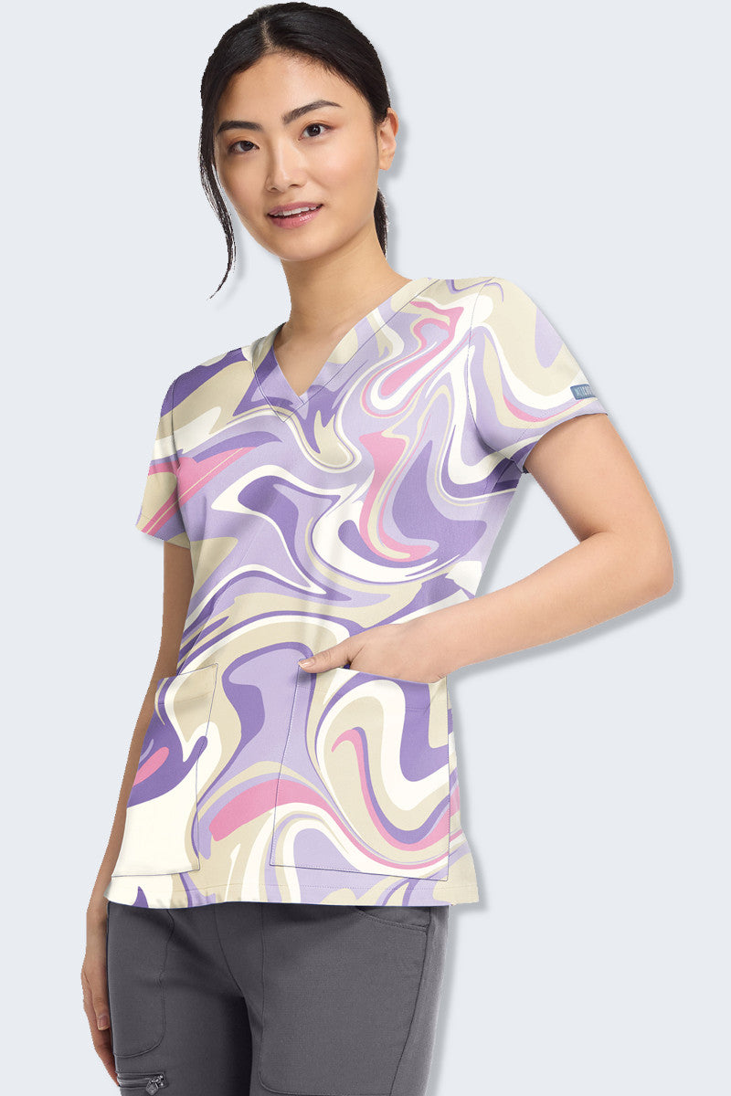 MC8564 Med Couture Sporty Marble Scrub Top,Infectious Clothing Company