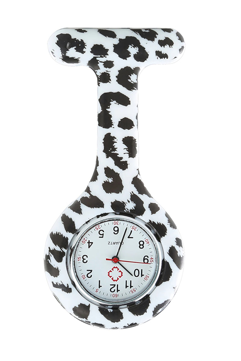 White Leopard Patterned Fob Watch,Infectious Clothing Company
