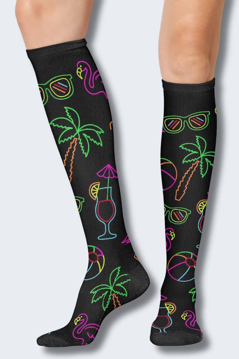 Cherokee Women's 10-15mmHg Beachy Vibes Support Socks,Infectious Clothing Company