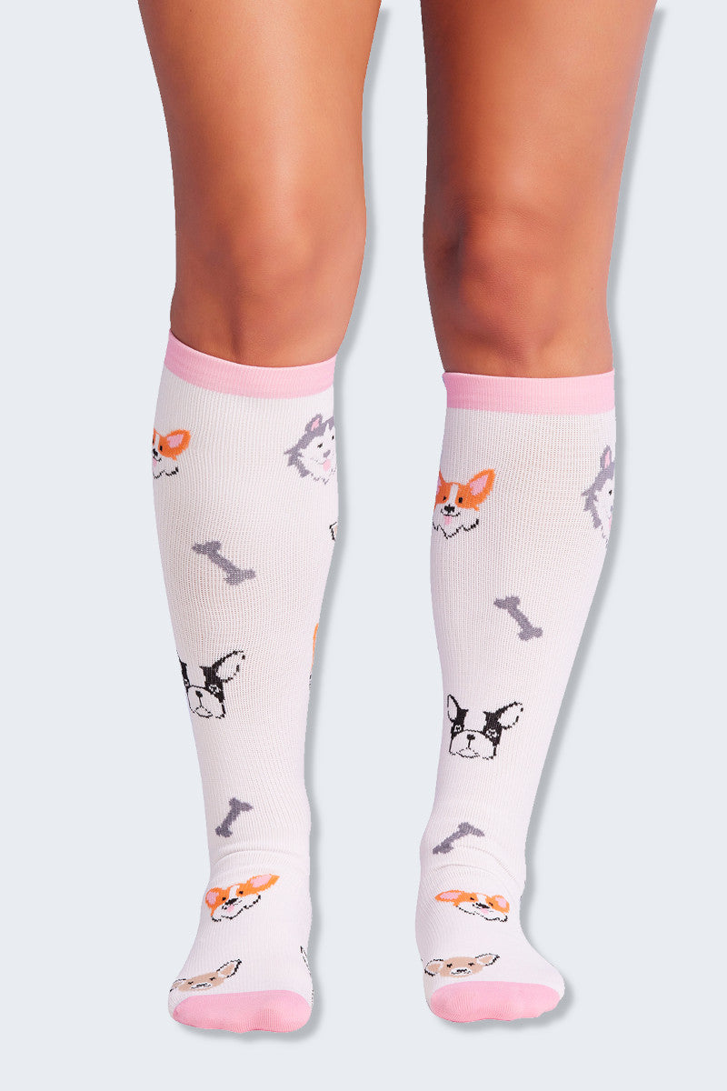 Cherokee Women's 10-15mmHg Dog Love Support Socks,Infectious Clothing Company