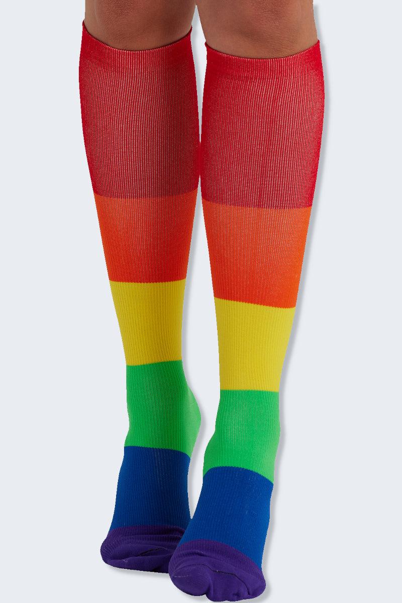 Cherokee Women's 10-15mmHg Love n' Rainbows Support Socks,Infectious Clothing Company