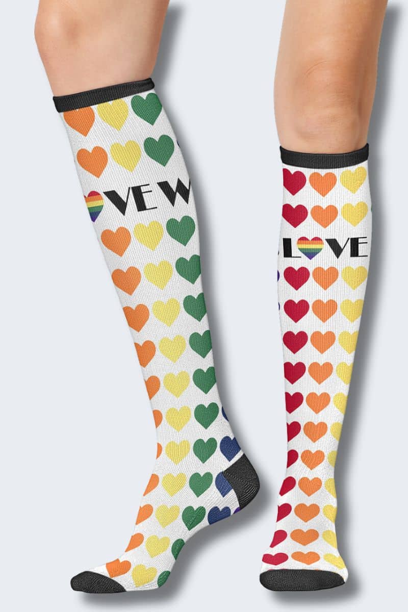 Cherokee Women's 10-15mmHg Love Wins Support Socks,Infectious Clothing Company