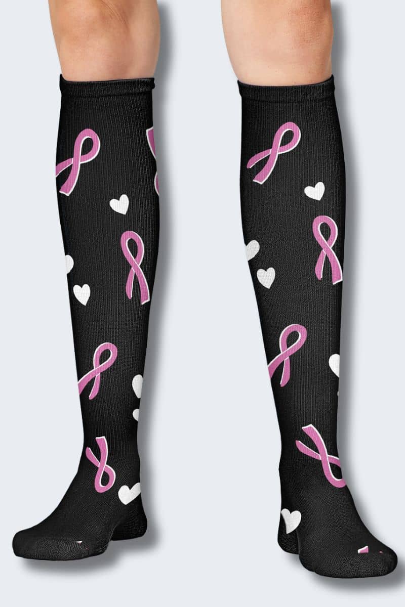 Cherokee Women's Ribbons N Hearts 10-15mmHg Support Socks,Infectious Clothing Company