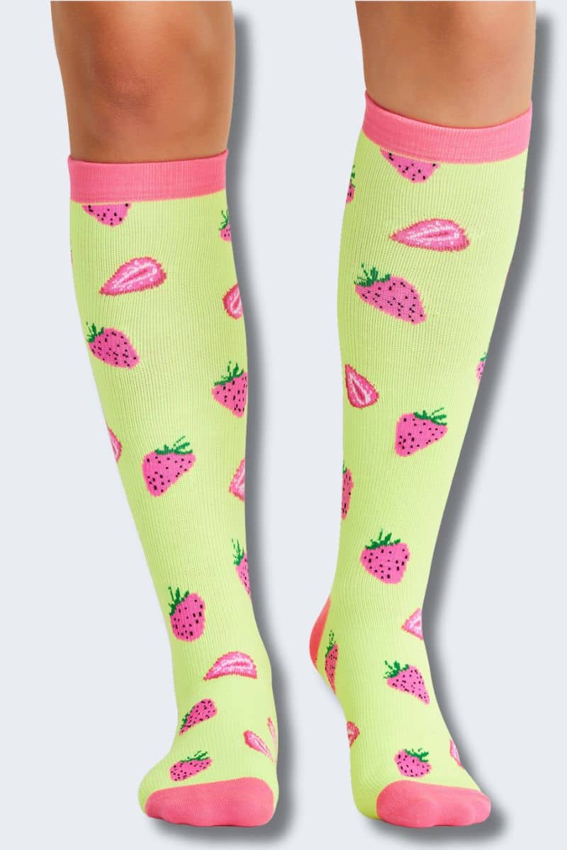 Cherokee Women's 10-15mmHg Strawberry Patch Support Socks,Infectious Clothing Company