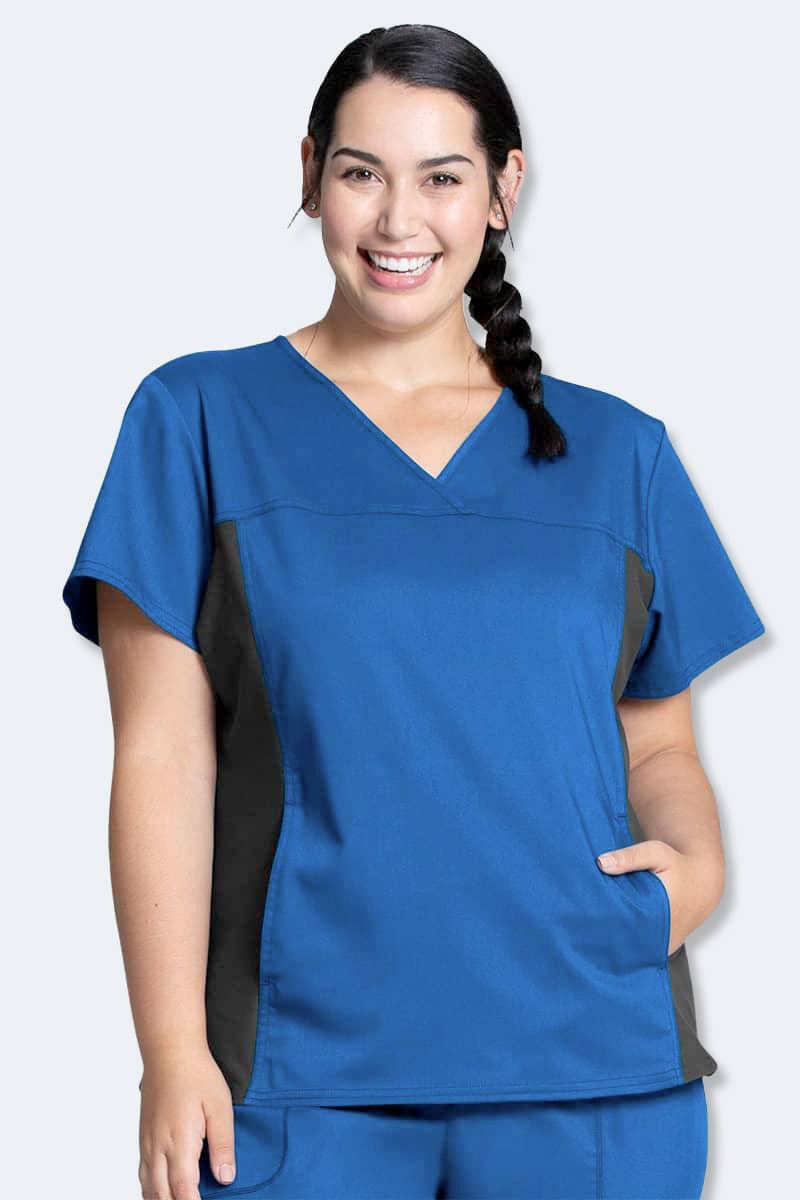 WW2875 Cherokee Revolution Women's V-Neck Knit Panel Top,Infectious Clothing Company