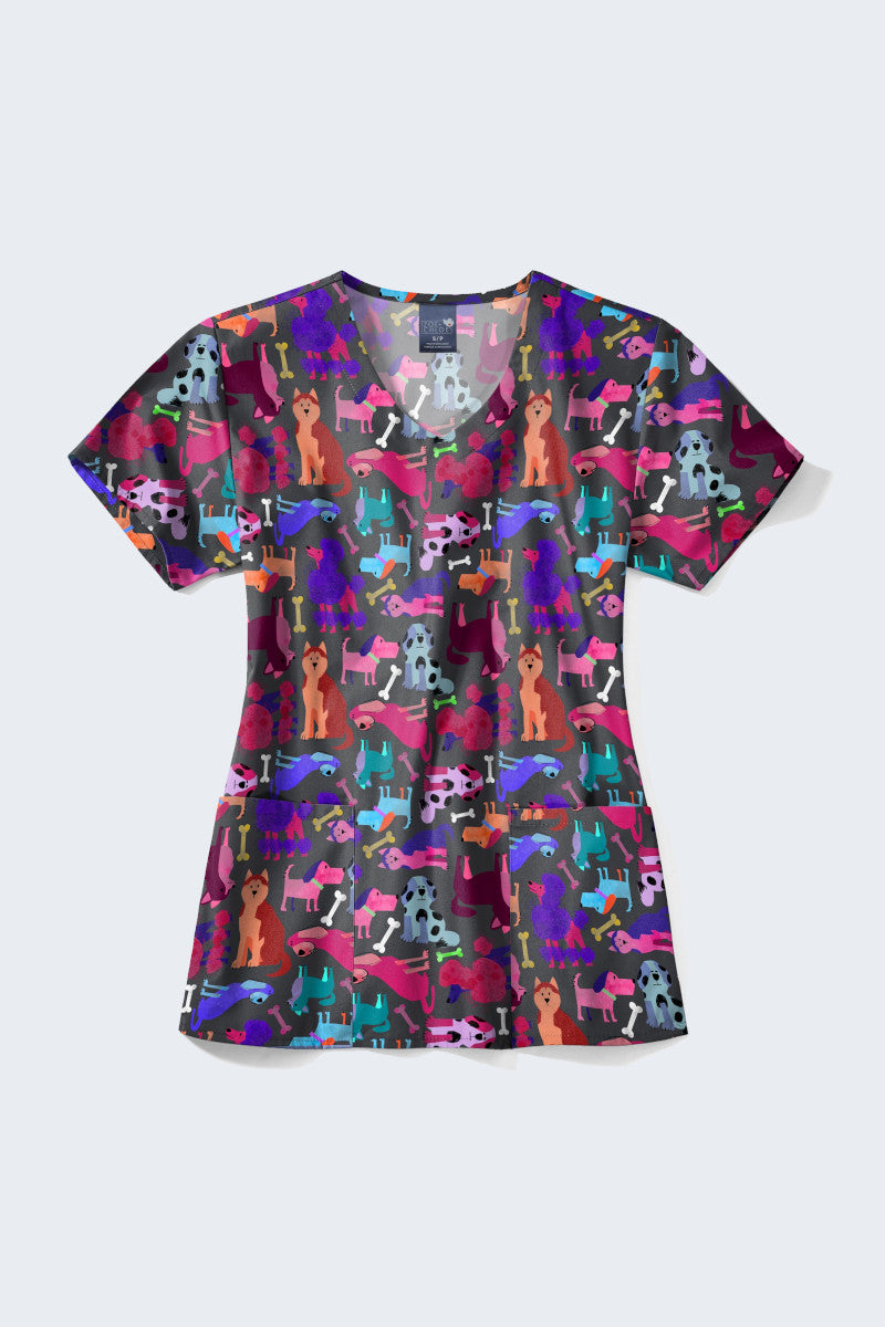 Z12213 Paw Squad Women's Print Scrub Top,Infectious Clothing Company
