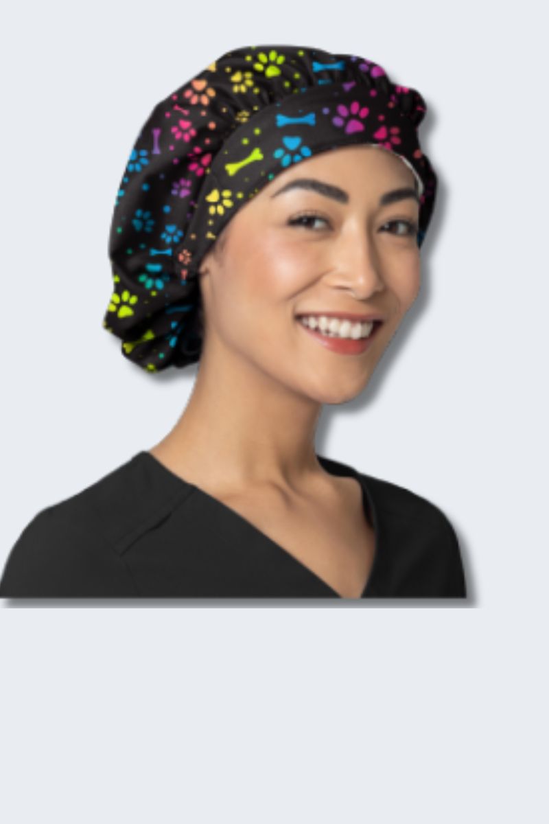 Paw Print Scrub Cap – Zoe + Chloe Ombre All Day Printed Bouffant Scrub Hat,Infectious Clothing Company