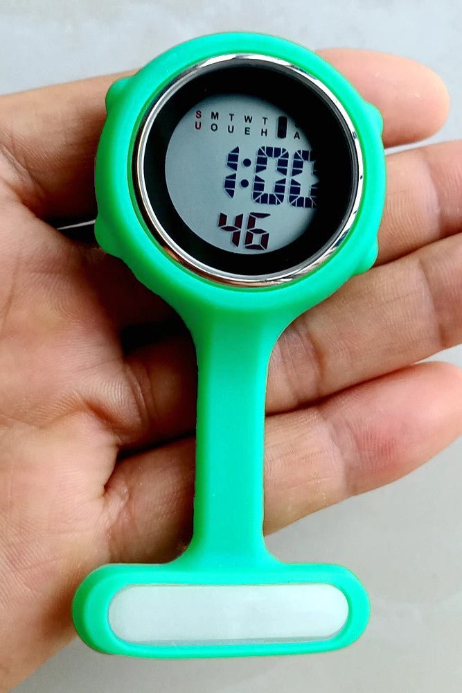 Digital Silicone Fob Watch for Nurses Colours, Timer, Easy Clean