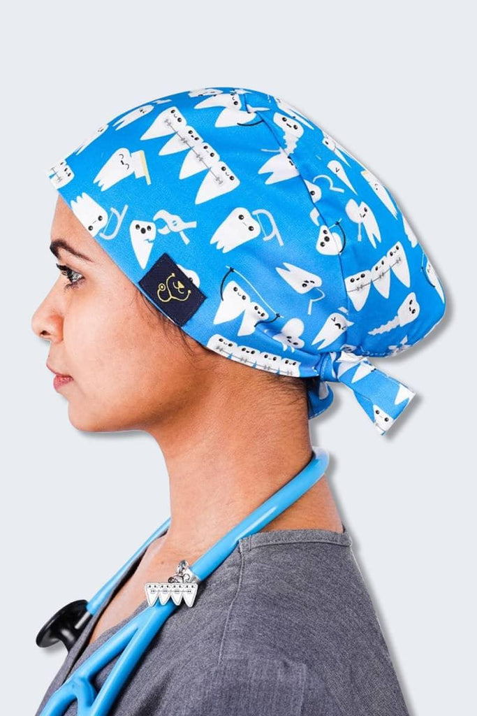 SC-19 Dr. Woof Team Tooth Printed Scrub Hat with back-tie,Infectious Clothing Company