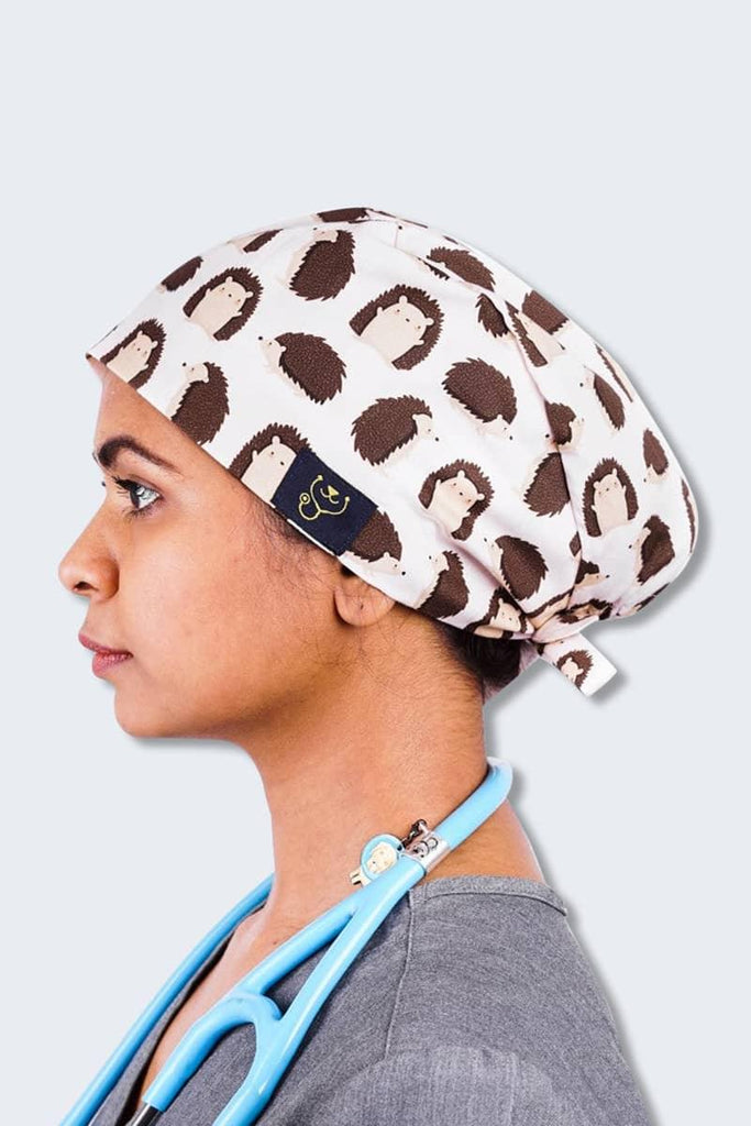 SC-26 Dr. Woof Hedgehogs Printed Scrub Hat with back-tie,Infectious Clothing Company