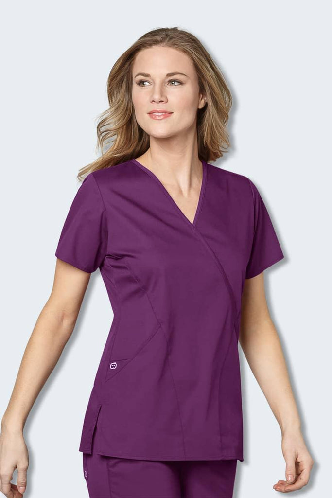 102 WonderWORK Women's Mock Wrap Nurses Scrub Top,Infectious Clothing Company