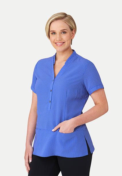 2174 City Collection Short Sleeve Stretch Spot Tunic,Infectious Clothing Company
