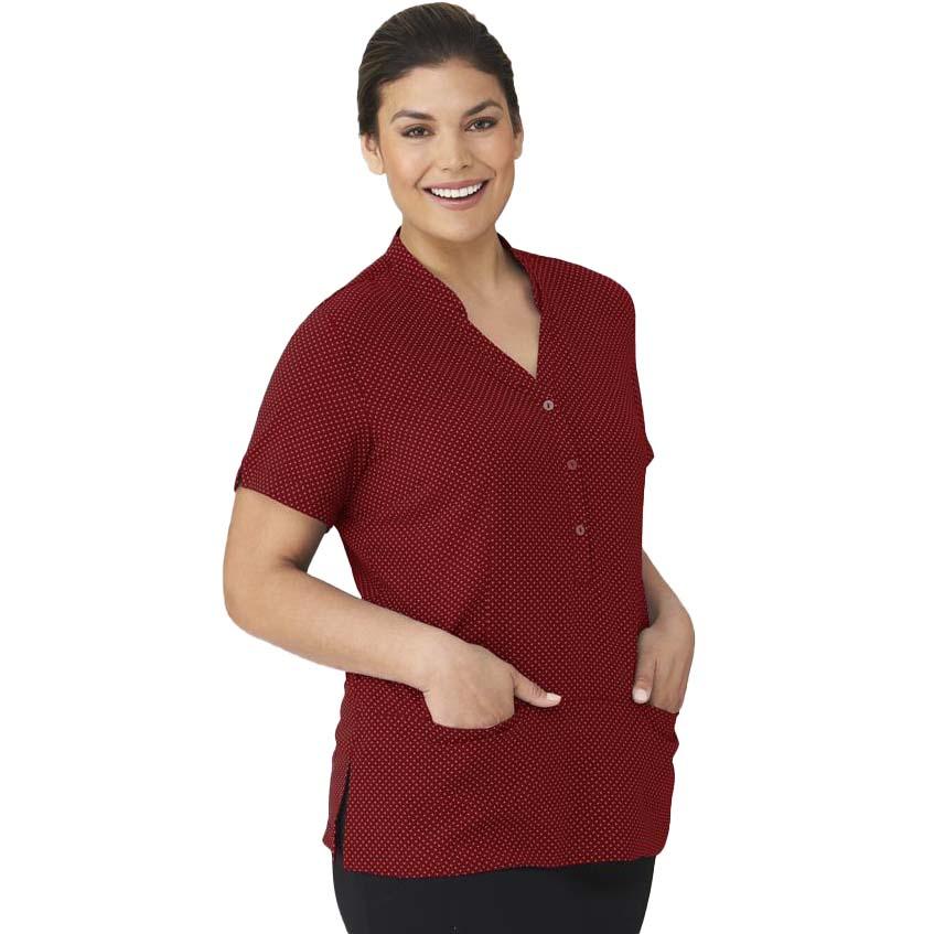 2174 City Collection Short Sleeve Stretch Spot Tunic,Infectious Clothing Company