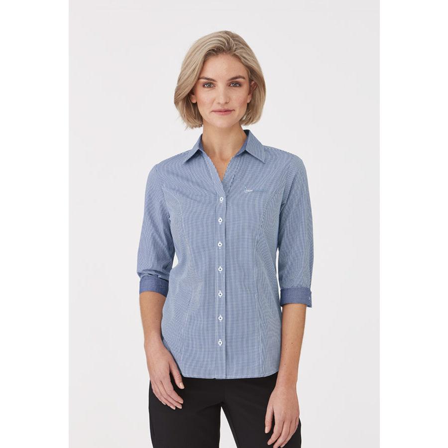 2444 SAHR City Collection Women's Pippa Check 3/4 Sleeve Shirt,Infectious Clothing Company