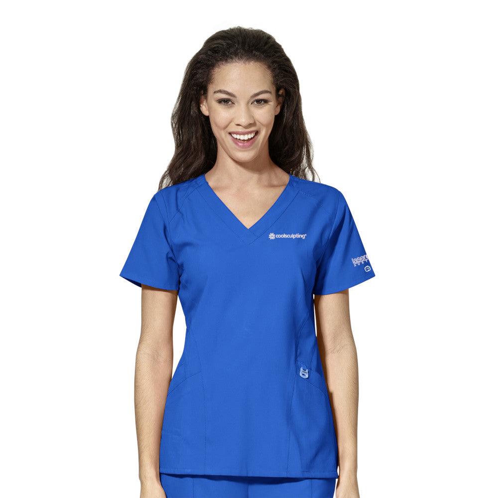 6155 LCA Coolsculpting WonderWink W123 Womens Stylized V-neck Top,Infectious Clothing Company