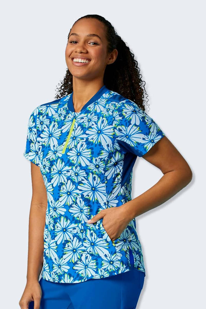 6857 Petal Dip Women's Floral Print Scrub Top Infectious Clothing