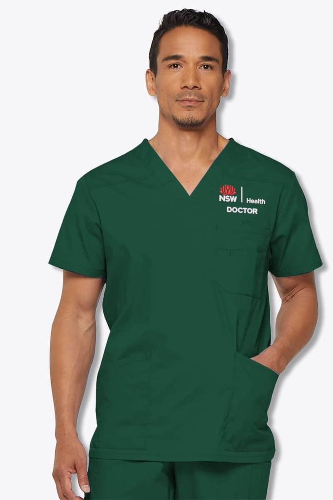 81906 NSW Health Doctor Dickies EDS Signature Men's V-neck Utility Scrub Top,Infectious Clothing Company