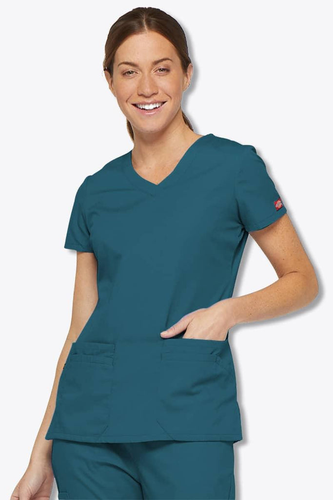 85906 Dickies EDS Women's Jr Fit V-Neck Scrubs Top,Infectious Clothing Company