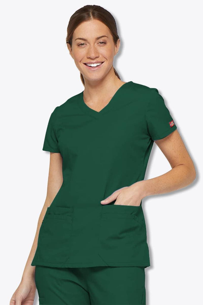 85906 Dickies EDS Women's Jr Fit V-Neck Scrubs Top,Infectious Clothing Company