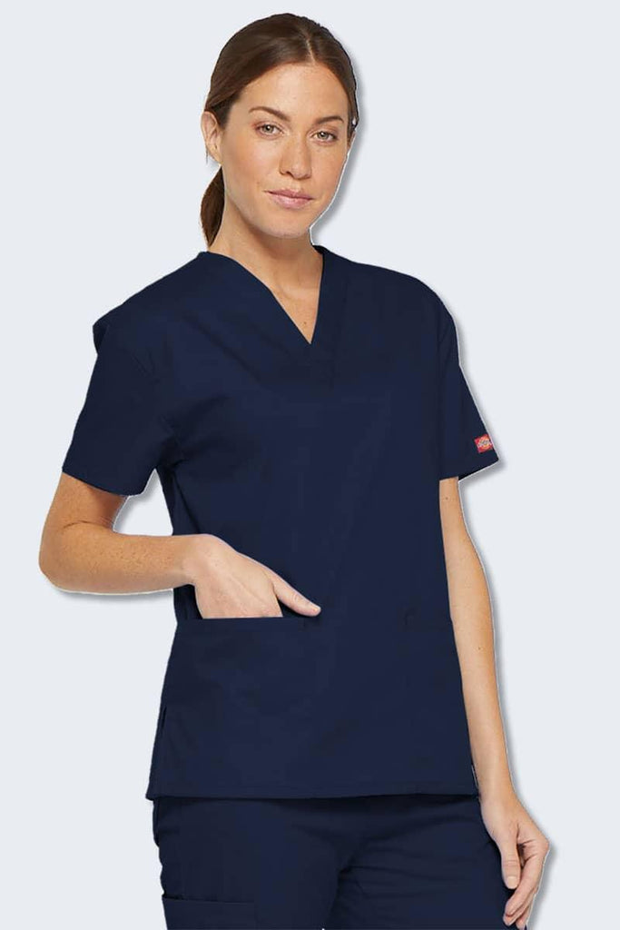 86706 Dickies EDS Signature Classic Womens V-Neck Scrub Top,Infectious Clothing Company