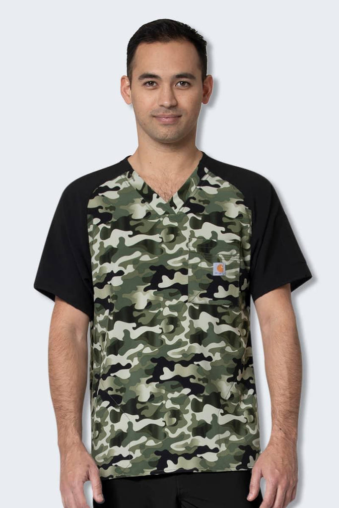 C16114 Ombre Camo Basil Pattern Men's Print Scrub Top,Infectious Clothing Company