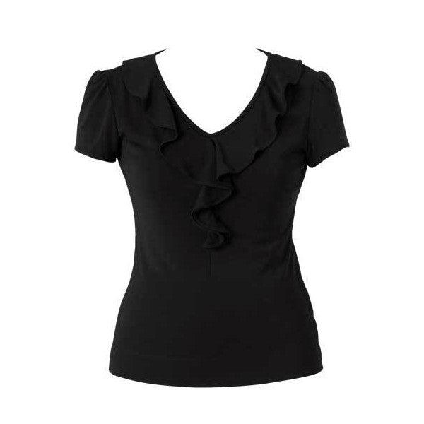 CAT48H NNT Women's Cap Sleeve Ruffle Neck T-Top,Infectious Clothing Company