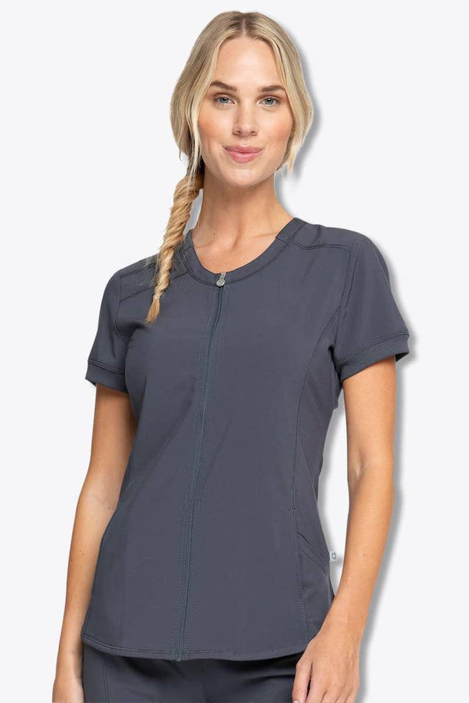 CK810A Cherokee Infinity Women's Zip Front V-Neck Top,Infectious Clothing Company