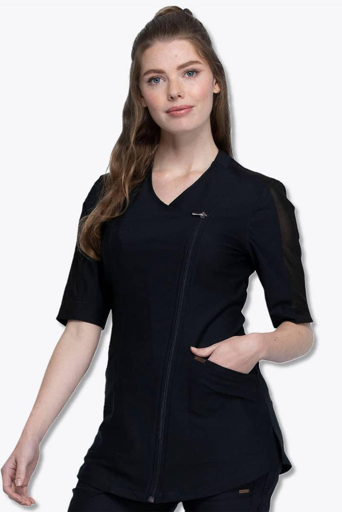 CK842 Cherokee Form Women's Asymmetric Zip Front Tunic,Infectious Clothing Company