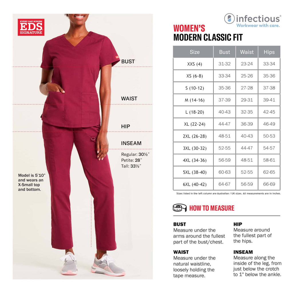 86706 NSW Health Doctor Dickies EDS Signature Classic Womens V-Neck Scrub Top,Infectious Clothing Company